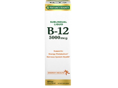 Nature's Bounty B-12 5000 mcg Sublingual Liquid Energy Health 2 oz ( Pack of 3)