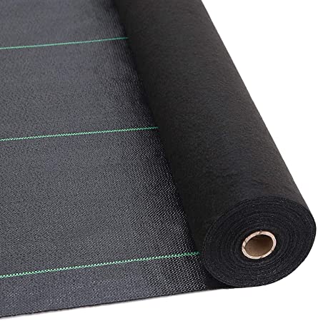 Ohuhu Landscape Fabric Weed Barrier Fabric, 3' x 100' Dual-Layer Premium 5oz Garden Landscaping Fabric, Durable & Heavy-Duty Weed Block Gardening Mat, Weed Control Ground Cover for Flower Bed, Mulch