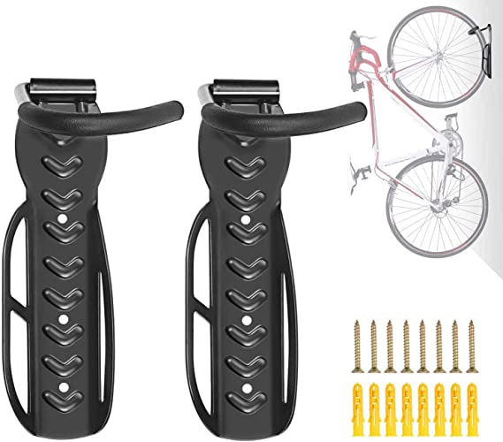 Bicycle Bike Wall Mount Hooks Rack Holder Hanger Stand Bike Storage System for Garage/Shed，2 Pack