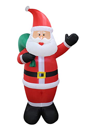BZB Goods 8 Foot Tall Huge Christmas Inflatable Santa Claus Holding Gift Bag LED Lights Outdoor Indoor Holiday Decorations Blow up Lawn Inflatables Home Family Outside Decor Yard Decoration