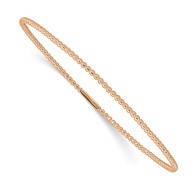 14k Rose Gold Beaded Slip Bangle Bracelet