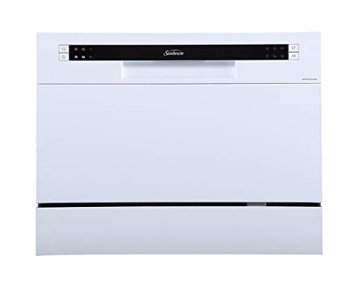 Sunbeam DWSB3602GWW Compact Countertop Dishwasher with Delay Start, White