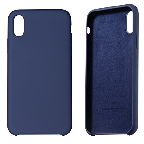 iPhone X case,iPhone 10 Shockproof Case, Liquid Silicone Gel Rubber Slim Fit Soft Mobile Phone Case with Microfiber Cloth Lining Cushion for Apple iPhone X iPhone 10 (M2-Blue)