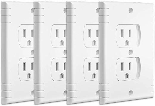 Baby Safety Self-Closing Wall Outlet Cover, Self-close Universal Electrical Outlet Cover, Childproof Wall Sliding Outlet Covers for Standard Style Outlet, White, 4 Pack