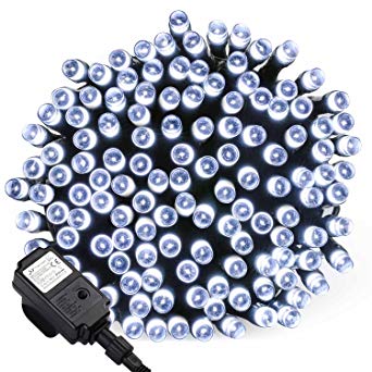 Qedertek Christmas Fairy Lights 65ft 200 LED Plug in Fairy String Lights with 8 Lighting Modes and Timer Function for Xmas Tree, Home, Wedding, Party, Christmas Decorations (White)