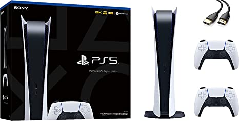 PS5 Playstation 5 Digital Edition Console - 4K-TV Gaming, Ultra-High Speed SSD, Wi-Fi 6 (IEEE 802.11ax), 16GB GDDR6 RAM, 825GB SSD, Bluetooth 5.0, 120Hz 8K Output, Additional Controller - U Deal HDMI