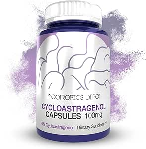 Nootropics Depot Cycloastragenol 10% Capsules | 100mg | 30 Count | Astragalus membranaceus | Cellular Health, Immune Support, Lengthens Telomeres