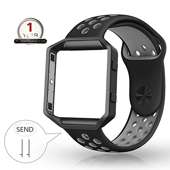 Fitbit Blaze Bands Silicone with Frame, Small/Large Breathable Sport Replacement Strap with Black/Rose Gold Metal Case for Smart Fitness Watch Women Men,Variety of Colors Available