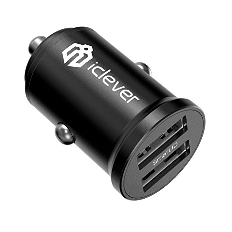 [Nano Car Charger] iClever BoostDrive Metal 4.8A Dual USB Car Charger, Ultra Compact Aluminum Alloy USB Charger for iPhone 7/ 6s / 6s plus / 6, iPad Air 2, Samsung Galaxy S6 / S6 Edge and more