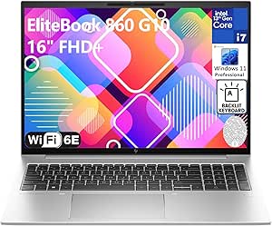 HP EliteBook 860 G10 Laptop, 16" FHD  Business Computer, 13th Gen Intel 10-Core i7-1355U, 32GB DDR5 RAM, 1TB PCIe SSD, WiFi 6E, Backlit Keyboard, Fingerprint Reader, Windows 11 Pro, AZ-XUT