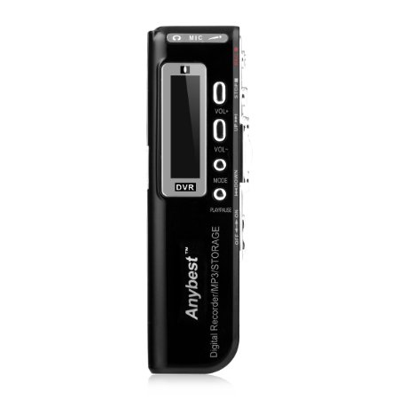 Anybest™Black 8GB Digital Activated Voice Recorder Dictaphone MP3 Player (Power by battery)