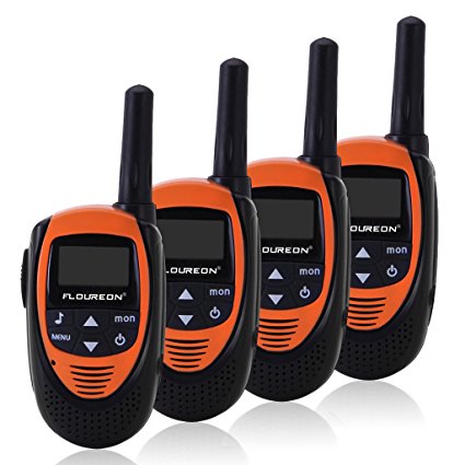 FLOUREON 4x Walkie Talkies Two Way Radios Long Range 3000M (MAX 5000M open field) UHF 22 Channel Handheld (Orange)