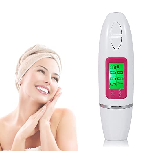 Facial Skin Tester, Moisture Water Oil Analyzer Precision Sensor with Digital LCD Display Digital Skin Moisture Detector Skin Analyzer Water Oil Tester Analysis Moisture (White)