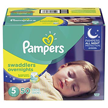 Pampers Swaddlers Overnights Disposable Baby Diapers Size 5, 50 Count, SUPER