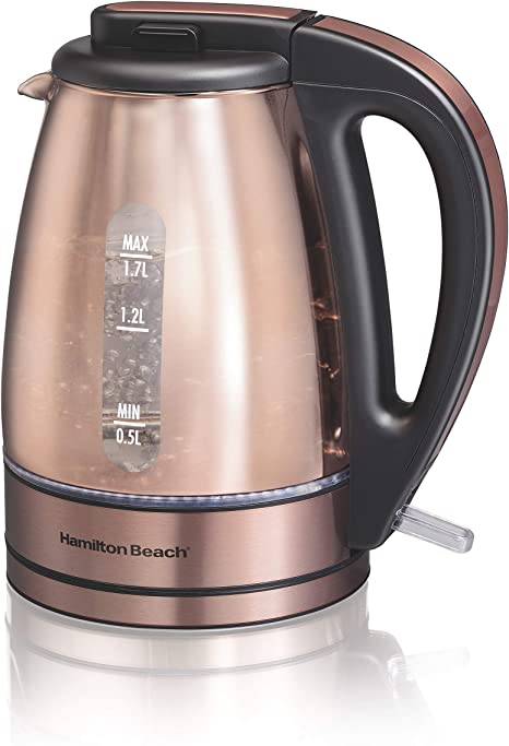 Hamilton Beach 40866C Hamilton Beach 40866C 1.7 L Copper Electroplated Glass Kettle, Copper