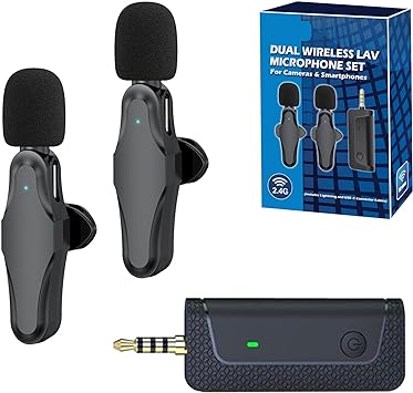 Synergy Digital External Microphone, Compatible with Olympus OM-D E-M1 Mark II Digital Camera External Microphone 2.4GHz Dual Wireless Lavalier Microphone Set for Cameras