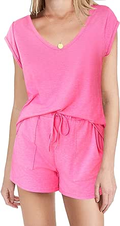 Ekouaer Womens Pajama Sets Comfy Short Sleeve Sleepwear Tops and Shorts Cute Pjs 2 Piece Lounge Set S-XXL