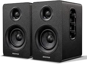 Sanyun SW208 3" Active Bluetooth 5.0 Bookshelf Speakers – 60W Carbon Fiber Speaker Unit - Built-in 24bit DAC - Dynamic 3D Surround Sound – 2.0 Computer PC Monitor Gaming Speakers (Pair, Black)