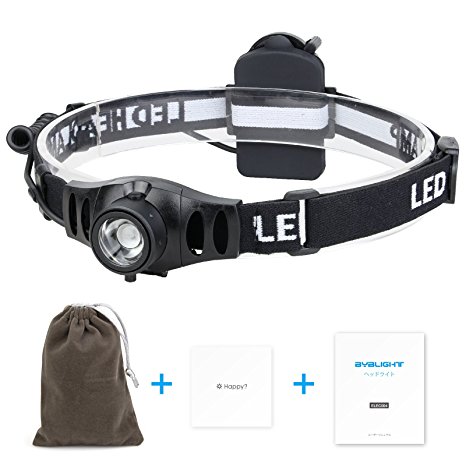 LED Headlamp, BYBLIGHT 350 Lumen Focusing Headlamp with Dimmer Control, IP65 Water-Resistant, 12 Hours Powerful Headlight for Camping, Hiking, Running & Reading, 3 AAA Batteries Not Included