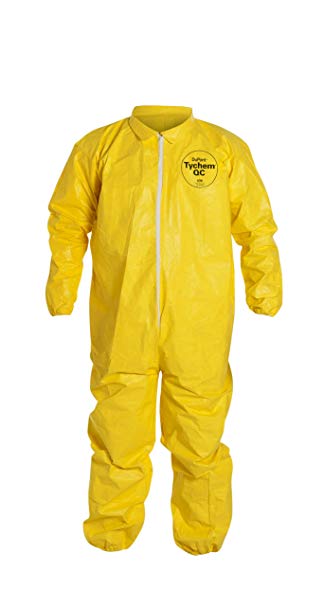 DuPont Tychem 2000 QC125S Disposable Chemical Resistant Coverall with Elastic Cuff and Serged Seams, Yellow, X-Large (Retail Pack of 1)