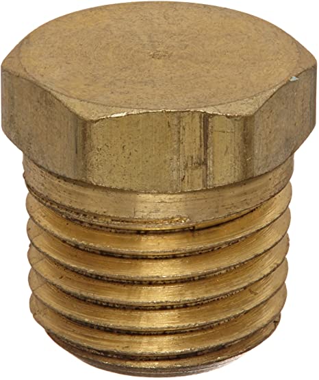 Anderson Metals 56121 Brass Pipe Fitting, Cored Hex Head Plug, 1/4" NPT Male Pipe