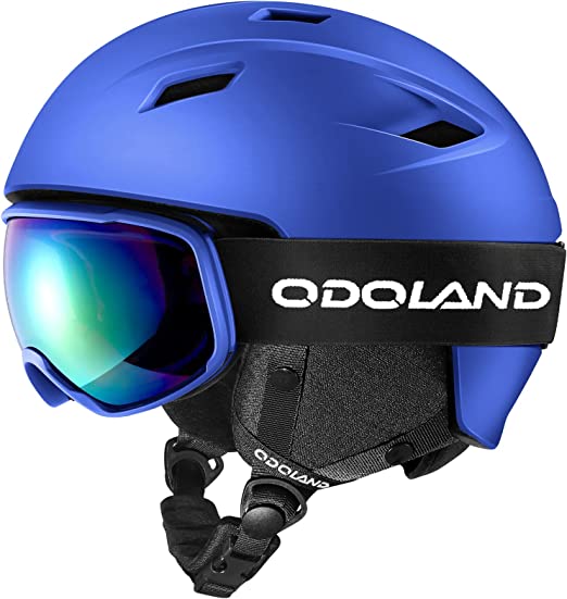 Odoland Snow Ski Helmet and Goggles Set, Sports Helmet and Protective Glasses - Shockproof/Windproof Protective Gear for Skiing, Snowboarding, Snow Sport Helmet