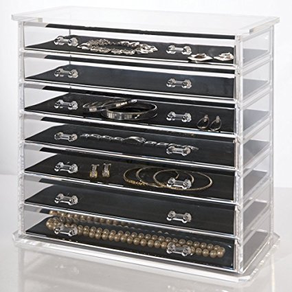 Deluxe 7-drawer Jewelry Chest or Cosmetic Organizer with Removable Drawers and Liners