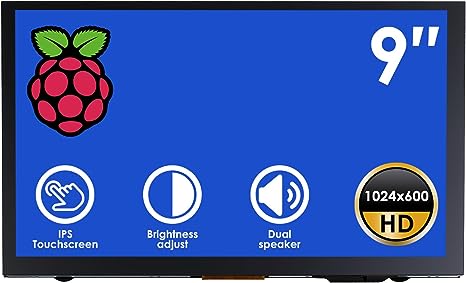 HMTECH 9 Inch Raspberry Pi Screen Touchscreen Monitor 1024x600 HDMI Monitor 16:9 IPS Screen Display for Raspberry Pi 4/3/2/Zero/B/B  Win11/10/8/7, Free-Driver