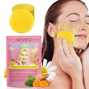 Turmeric Exfoliating Face Scrub Pads for Radiant Skin - Kojic Acid and Turmeric Cleansing Pads, Turmeric Kojic Acid Pads, Balance Skin Tone, 40P