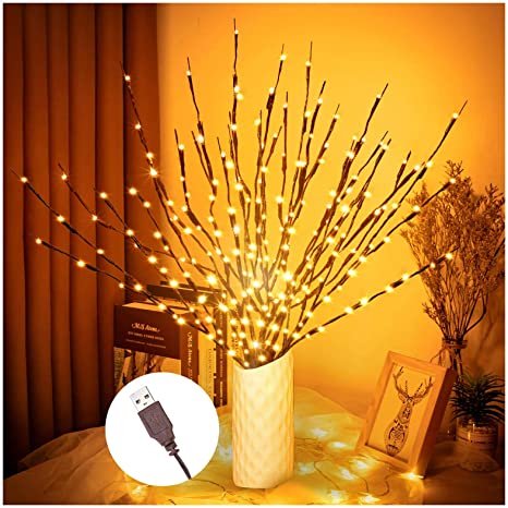 Branch Lights, Branch with Lights for Indoor, 3 Pack Twig Lights with USB Plug in for Christmas and Other Theme Party Vases Decoration