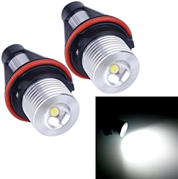 VANJING Compatible with 5W LED Angel Eyes Halo Ring Marker Light Bulb BMW 5 6 7 Series X3 X5 (Compatible with E39 E53 E60 E63 E64 E65 E66 E83) (5W, White) 2PCS