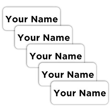 Original Personalized Peel and Stick Waterproof Custom Name Tag Labels for Adults, Kids, Toddlers, and Babies – Use for Office, School, or Daycare (Plain Theme)