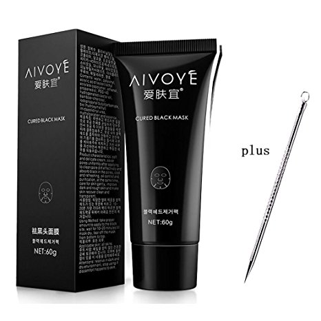 AIVOYE blackhead remover,Tearing style Deep Cleansing purifying peel off the Black head,acne treatment,black mud face mask 60g and1 Specially Designed Microfiber Facial Scrubber and Instruction