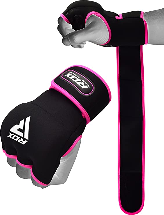 RDX Ladies Boxing Hand Wraps Inner Gloves for Punching – Women Neoprene Padded Fist Protection Bandages Under Mitts with Quick Long Wrist Support - Great for MMA, Muay Thai & Kickboxing Training