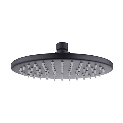 KES All SUS304 Stainless Steel Rain Shower Head 8-Inch with Swivel Ball Joint Rainfall High Flow Shower System Contemporary Style, Black, J203S8-BK
