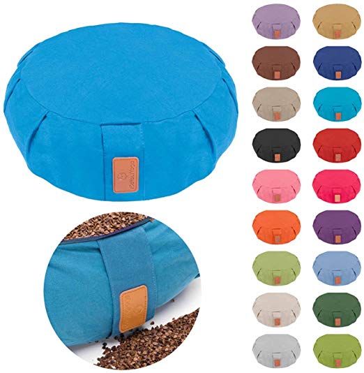 #DoYourYoga Zafu Yoga Meditation Bolster Pillow Cushion Filled with Buckwheat | Size : 16.54" x5.9" - 21 Colors