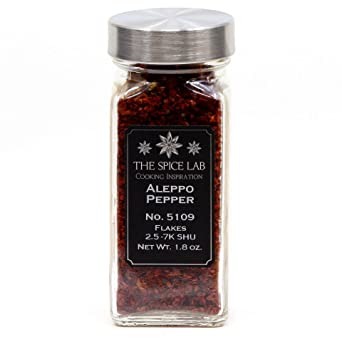 The Spice Lab Aleppo Pepper Chili Flakes Gourmet Crushed Red Pepper Flakes (French Jar) OU Kosher Gluten-Free Non-GMO All Natural - Turkish Spice Blend Used in Harissa Spice or Zaatar Spice