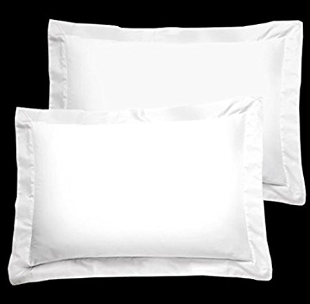 FlyingCart Brand New Hotel White Color 500-Thread Count Standard / Queen/ Twin/ Twin XL Size 20"x30" Size 2pcs Pack Pillow cover Shams Pair 100% Egyptian Cotton Amazon Prime