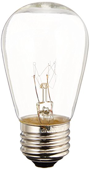 Pack of 25 - S14 11 Watt Glass Light Bulbs – Clear Glass– By Austin Light Co. – Warm Incandescent Replacement Bulbs. Idea for Austin Light Co String Lights. Fits E27 & 26 Base.