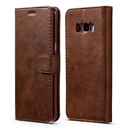 ZTOFERA Leather Case for Samsung Galaxy S6,Ultra Slim [Magnetic Closure] Retro Vintage TPU Folio Flip Wallet Stand with [Card Slots] Case for Samsung Galaxy S6 - Dark Brown