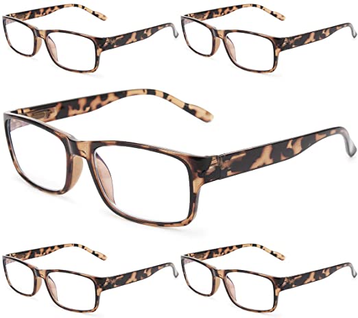 Gaoye 5-Pack Reading Glasses Blue Light Blocking,Spring Hinge Readers for Women Men Anti Glare Filter Lightweight Eyeglasses