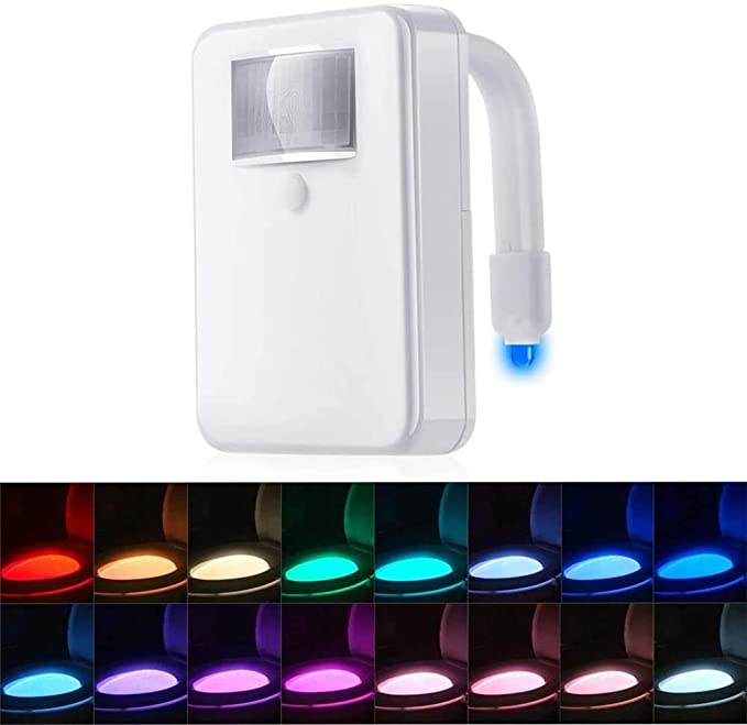 16-Color Toilet Night Light, Motion Activated Toilet Bowl Light, Unique Toilet Light Funny Novelty Birthday Gifts Idea for Dad Mom Teen Kids Men Women, Cool Fun Gag Gadgets Stocking Stuffers.