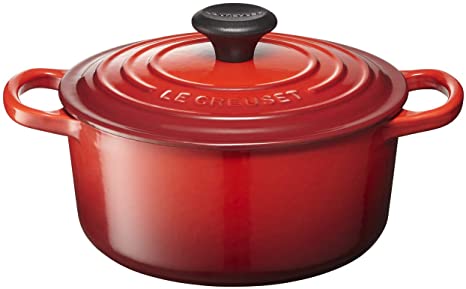 Le Creuset LS2501-1867 Signature Enameled Cast-Iron Round French (Dutch) Oven, 2-Quart, Cerise (Cherry Red)