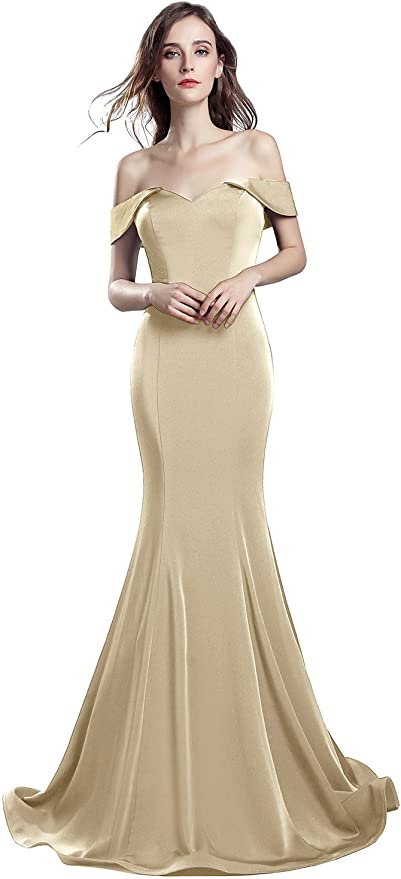 Sarahbridal Women's Off Shoulder Mermaid Evening Party Gowns Satin Formal Prom Dresses Long