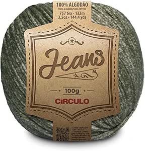 Circulo Jeans Cotton Yarn, 100% Brazilian Cotton Yarn - Cotton Yarn for Crocheting and Knitting, Yarn Art Jeans- DK Weight Yarn, 144yds and 3.5 oz, Color 8751