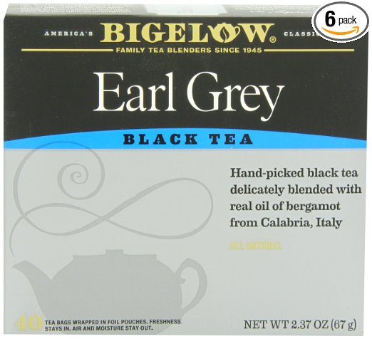 Bigelow Earl Grey Tea, 40-Count Boxes (Pack of 6)