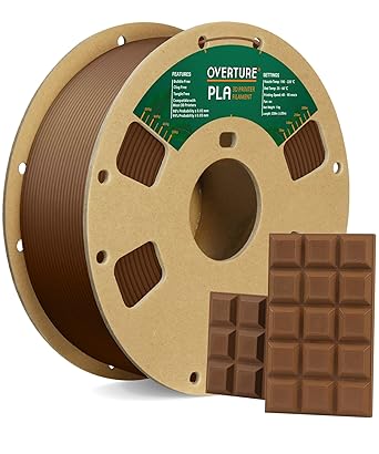 OVERTURE PLA Filament 1.75mm PLA 3D Printer Filament, 1kg Cardboard Spool (2.2lbs), Dimensional Accuracy  /- 0.02mm, Fit Most FDM Printer (Chocolate)