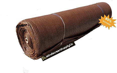 WindscreenSupplyCo 5'8" X 100' Shade Fabric Roll Sunblock Shade Cloth, 85% UV Resistant Mesh Netting Cover (1, Brown)