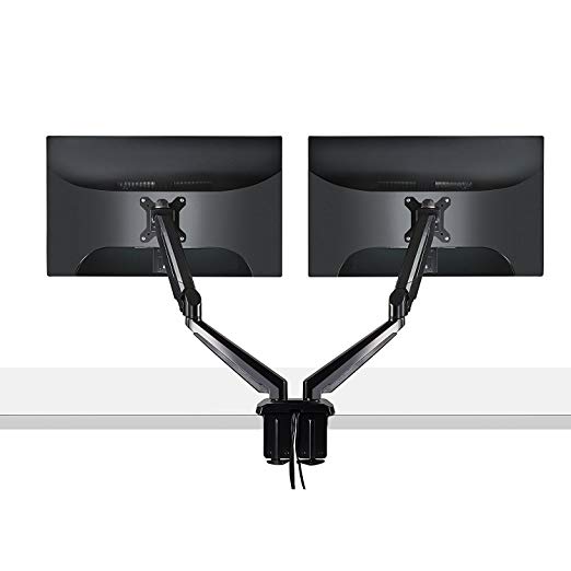 Fotolux Full Motion Ultra-flex Gas Spring Swivel LCD Desk Monitor Mount For 15"-27" With USB And Audio Ports - Easy Installation With Quick Release Fast Mounting Plate. Dual Monitor Mount.