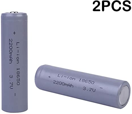 2 Pcs Button Top Batteries 18650 Battery 2200mAh, 3.7V Rechargeable Battery Flat Top Lithium Ion Battery for Smart Robot, Flashlights, Toys and Etc, not Flat Top